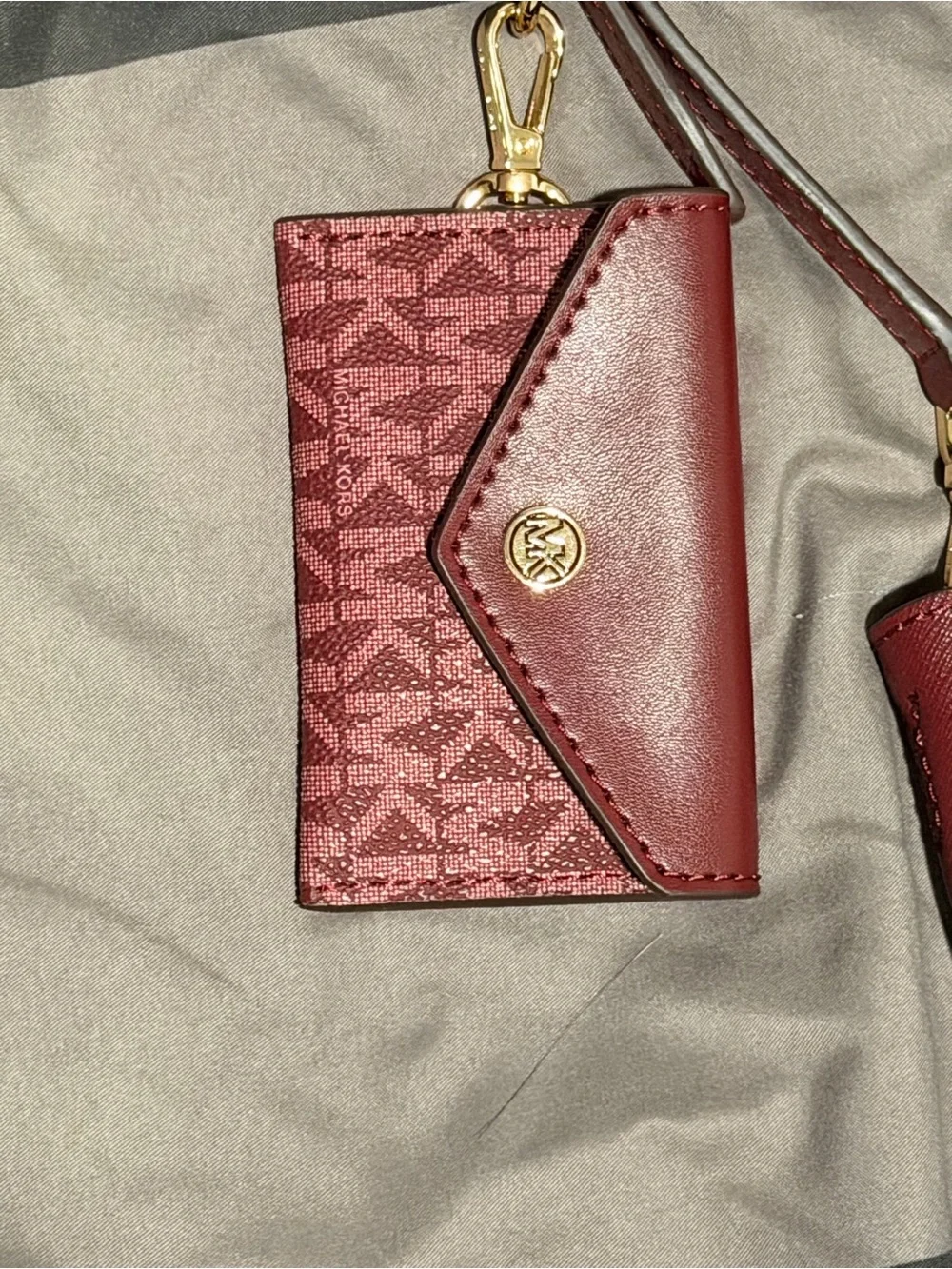 Michael Kors Red Saffiano Leather Crossbody Tote with Card Pouch